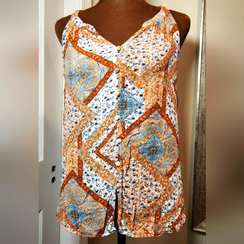 Rose + Olive Women's Multicolor Boho Sleeveless Top